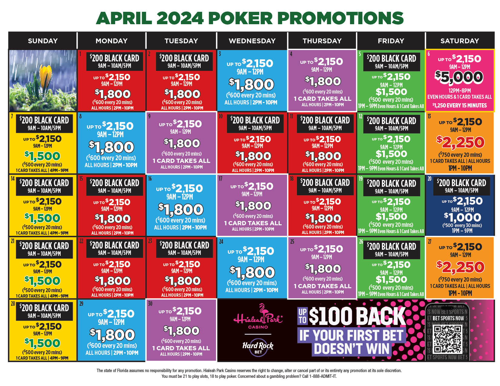 April Poker Calendar