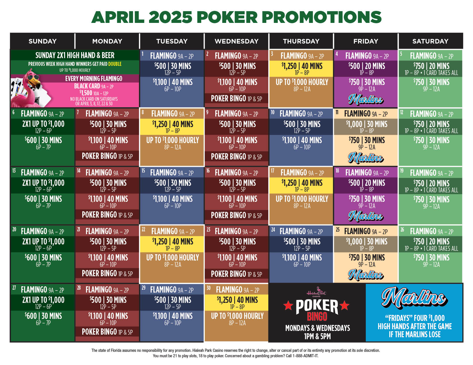 April Poker Calendar