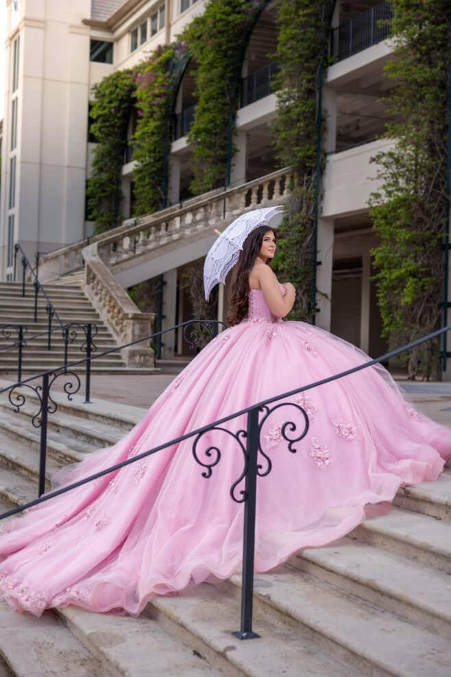 Pink Dress Stairs